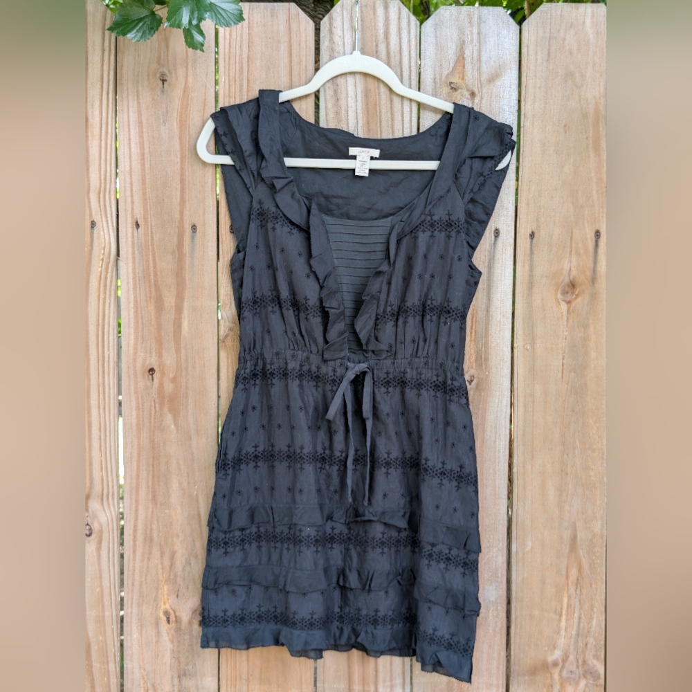 J. Crew Black Ruffle Mini Dress